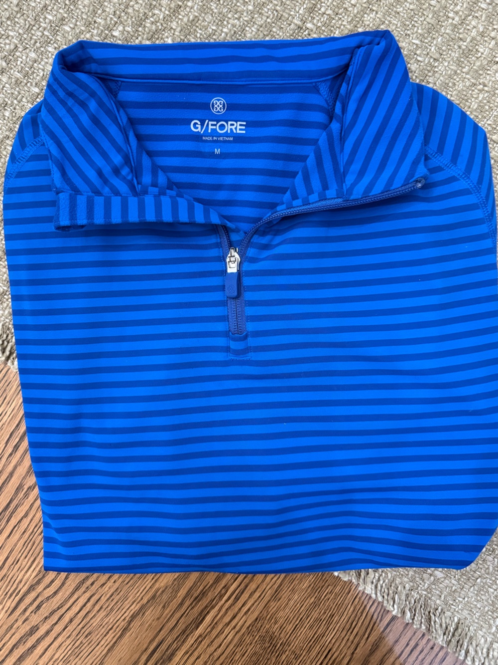 G/FORE Men’s Blue Striped Quarter-Zip Polo